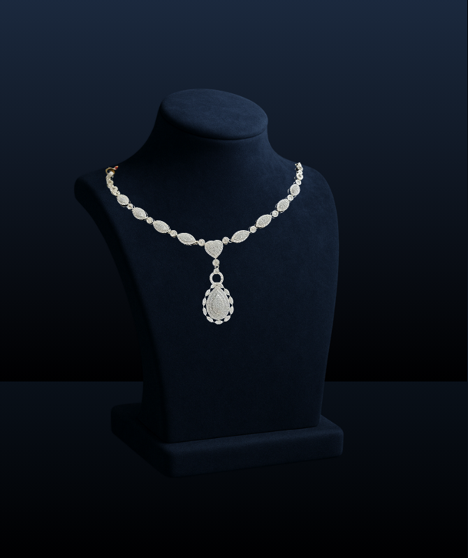 Sterling Silver Designer Necklace with Teardrop Pendant