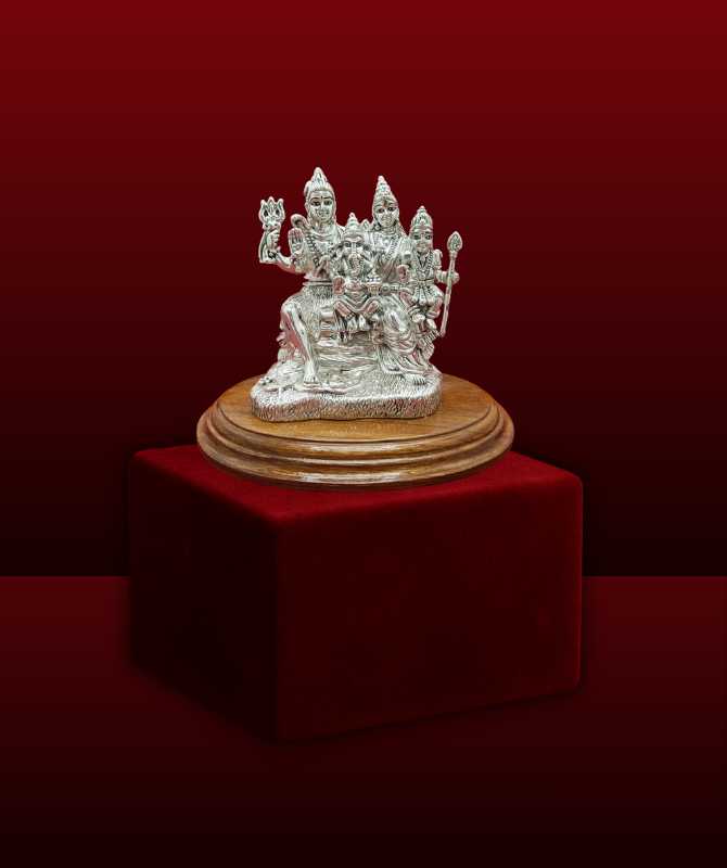 Silver Shiva Parivar Idol (Family of Lord Shiva)