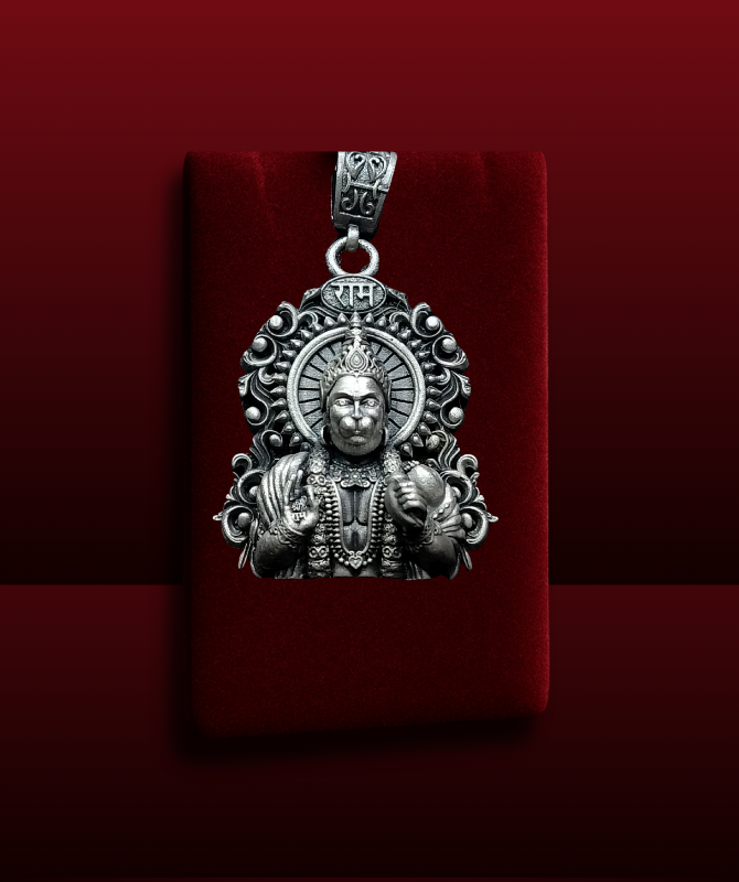 Lord Hanuman Silver Pendant
