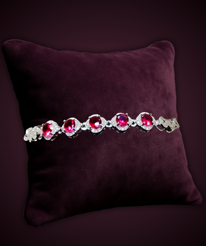 Ruby and Diamond Silver Bracelet
