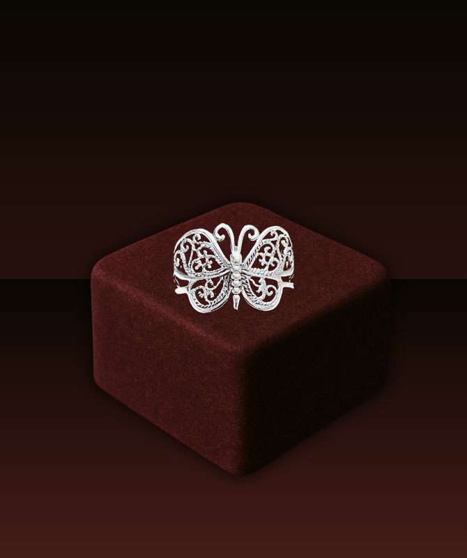 Butterfly Filigree Silver Ring