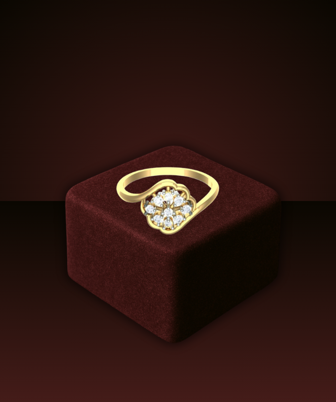 Floral Cluster Gold Diamond Ring