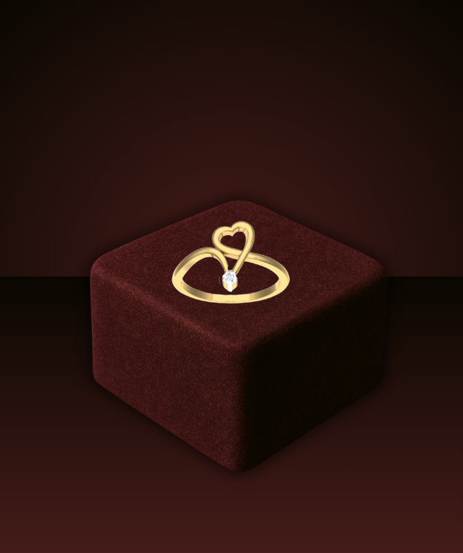 Heart Design Gold Diamond Ring