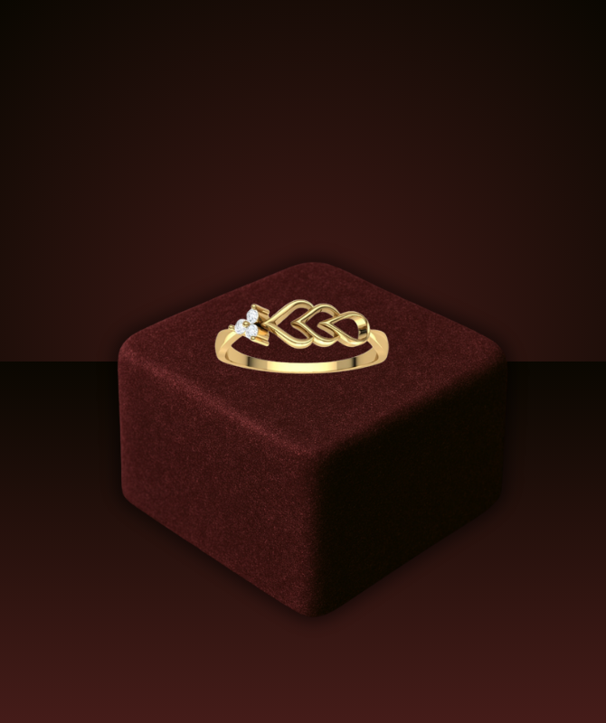 Leaf Pattern Gold Diamond Ring