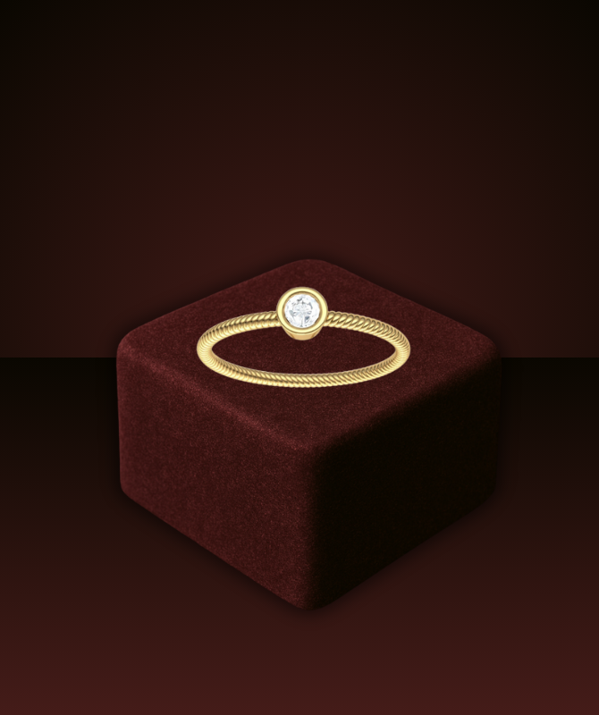 Gold Solitaire Twist Band Ring