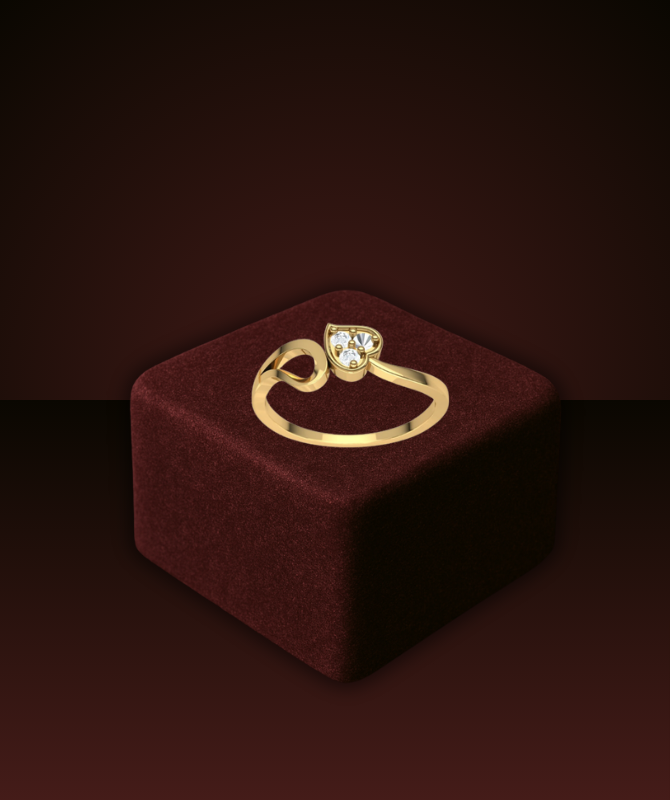 Gold Diamond Heart Ring