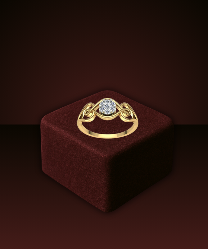 Gold Floral Diamond Cluster Ring